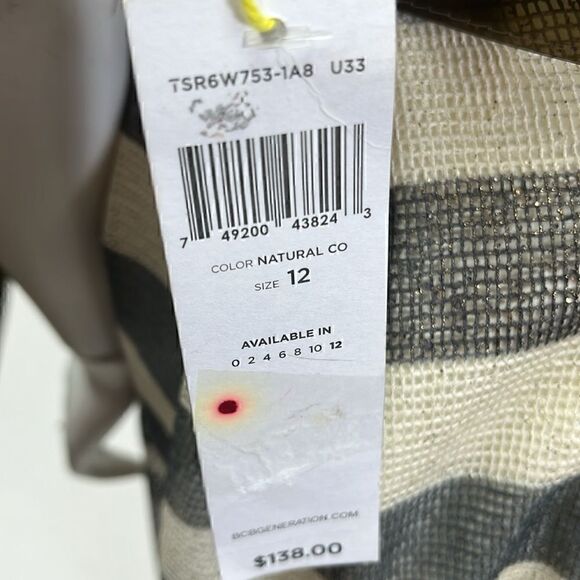 BCBG Striped Black & Gray Sleeveless Belted Dress - Picture 5 of 5